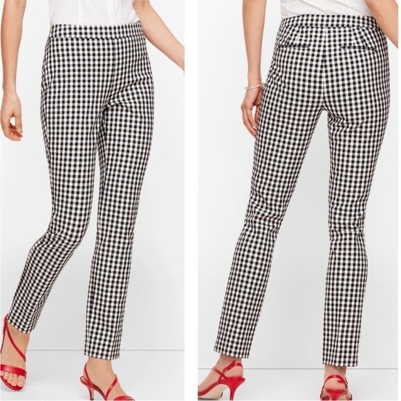 Talbots Chatham Gingham Slim Leg Stretch Ankle Pants Sz 16 Petite - Picture 1 of 12